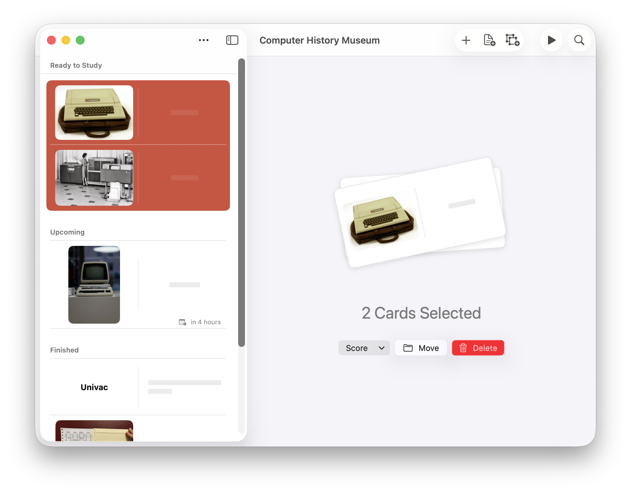 Card List actions on the detail view on Mac